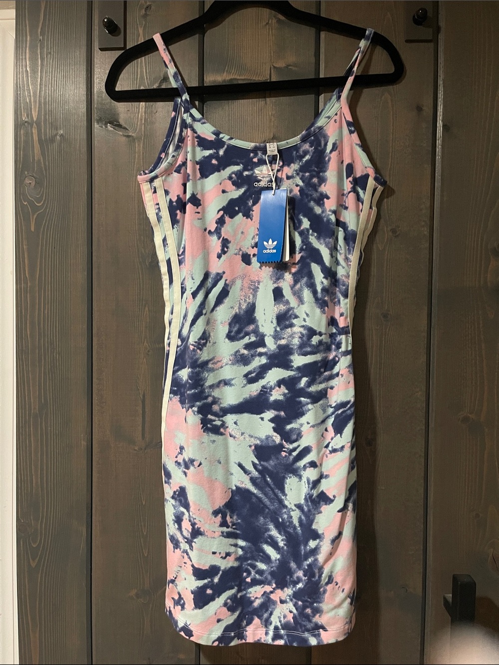 adidas Tie-Dye Spaghetti Strap Mini Dress in Blue & Pink - Picture 8 of 8